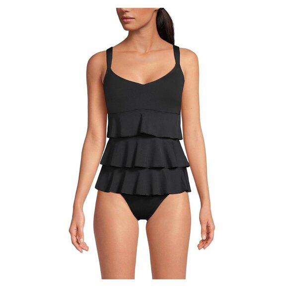 NWT Lands' End Womens Smoothing Ruffle Fauxkini One Piece Swimsuit Size 2-18 CL1 - Picture 1 of 5